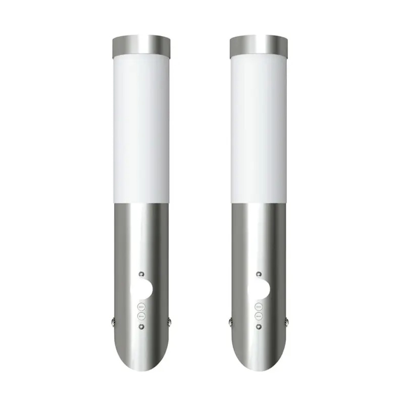 2 Apliques de exterior con detector de movimiento, acero inoxidable