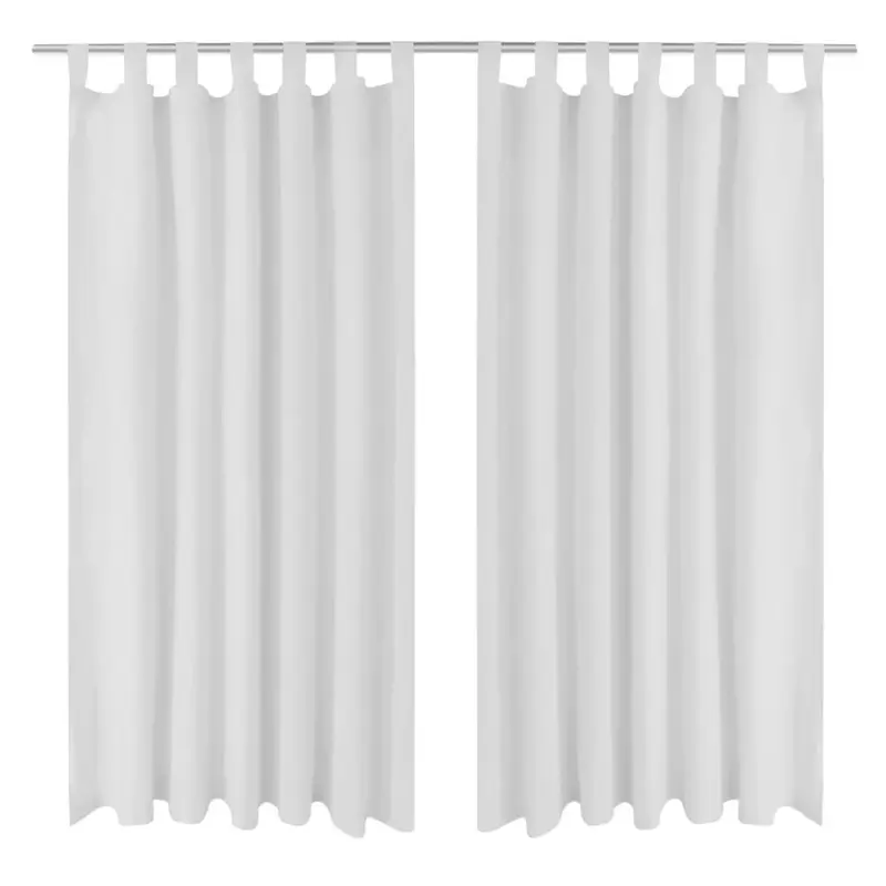2 cortinas blancas micro-satinadas con trabillas, 140 x 175 cm