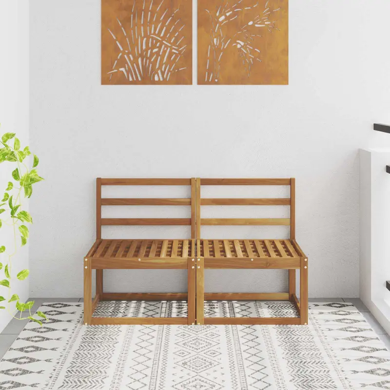 2 Pieza Sofá intermedio de exterior Madera de Acacia Sólida