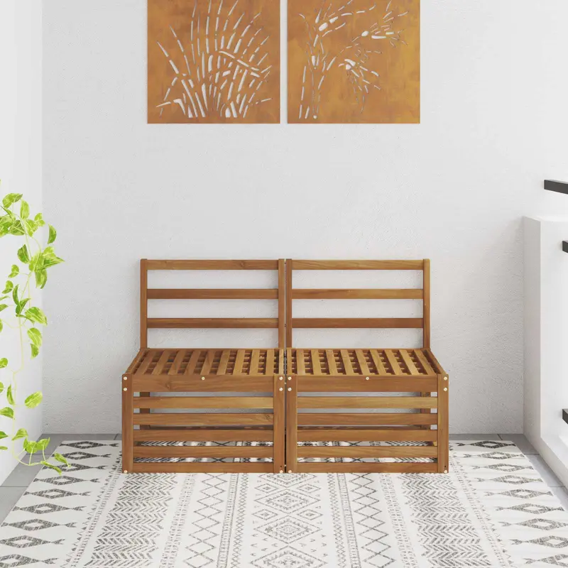 2 Pieza Sofá intermedio de exterior Madera de Acacia Sólida