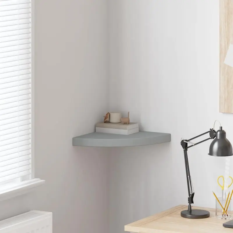 323922 Floating Corner Shelf Grey 35x35x3,8 cm MDF