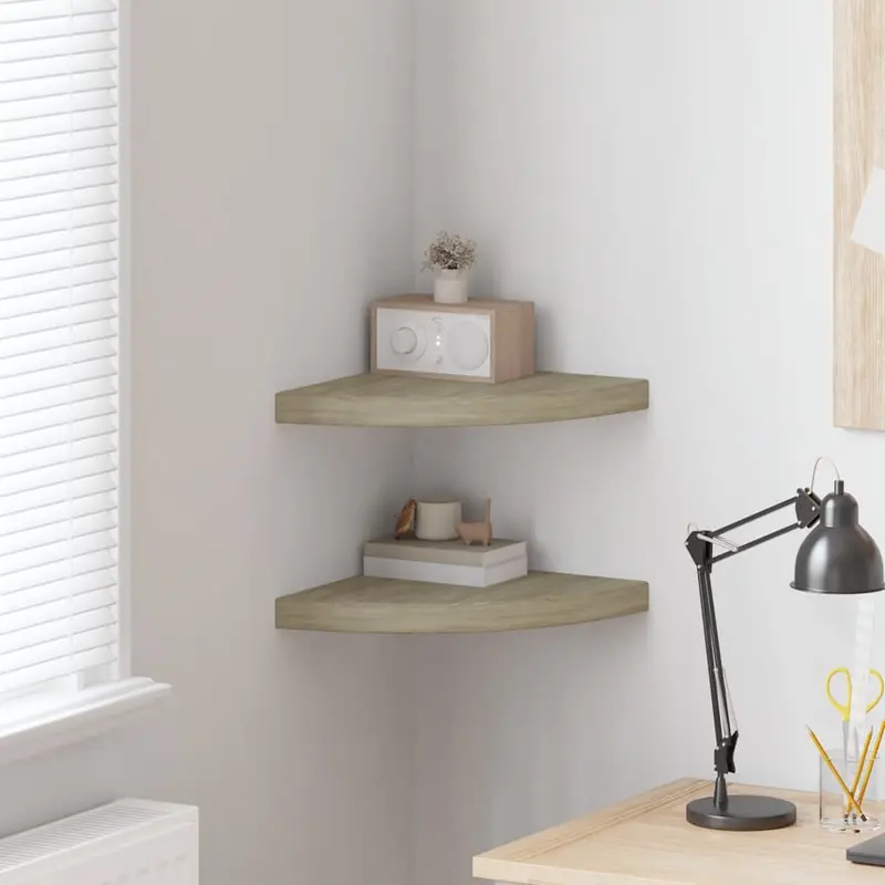 323926 Floating Corner Shelves 2 pcs Oak 35x35x3,8 cm MDF