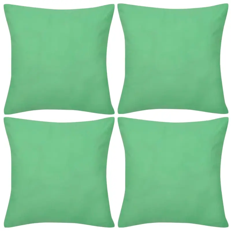4 fundas verde manzana para cojines de algodón, 40 x 40 cm