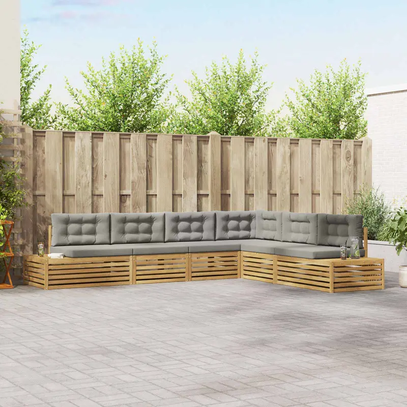 6 Pieza Conjunto de sofás de exterior Poliéster Blanco