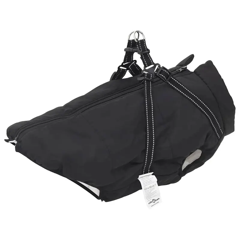 Abrigo para perro con arnés impermeable reflectante L68 negro