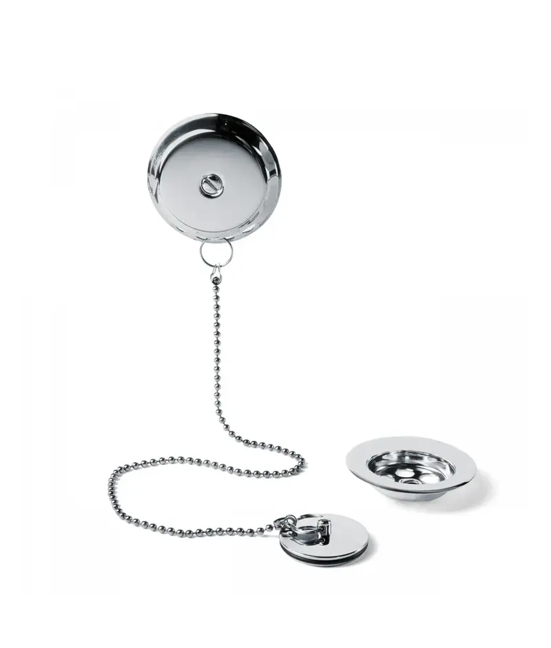 Accesorios para bañera con platillo de desagüe y tapón de latón con acabado cromado TRES