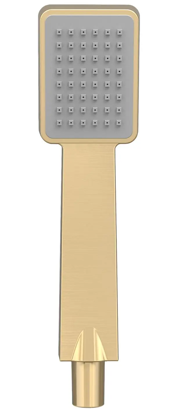 Alcachofa de mano de diseño cuadrado y amplio con acabado dorado cepillado de Valaz