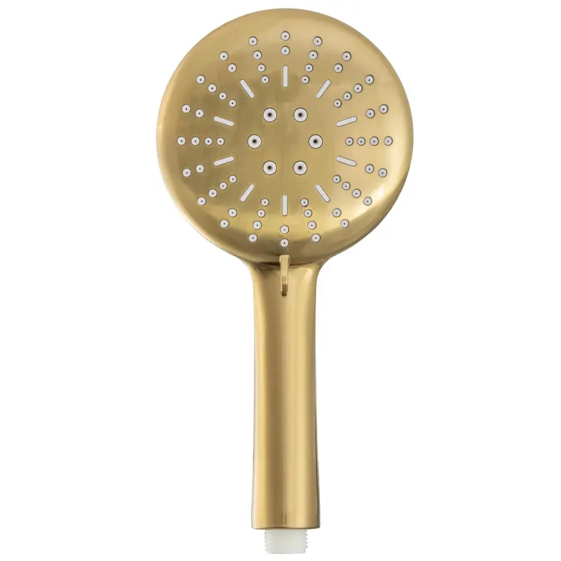Alcachofa de mano diseño dorado cepillado con cabezal ancho y ducha envolvente de Valaz