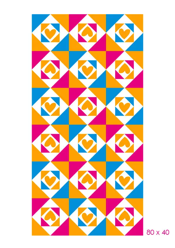 Alfombra Agatha Ruiz de la Prada Baldosas Corazones Naranja, Azul y Rosa