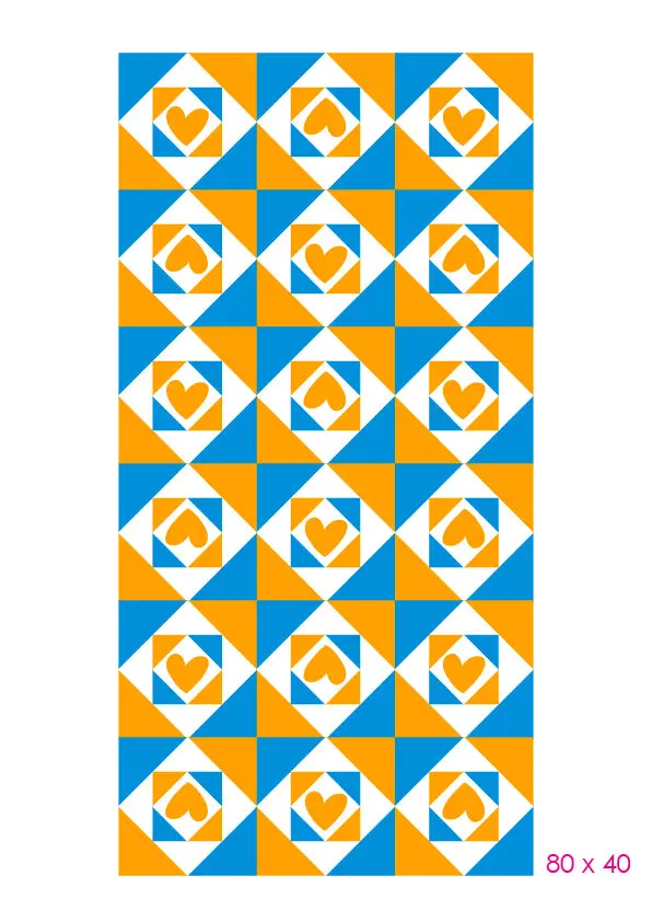 Alfombra Agatha Ruiz de la Prada Baldosas Corazones Naranja y Azul