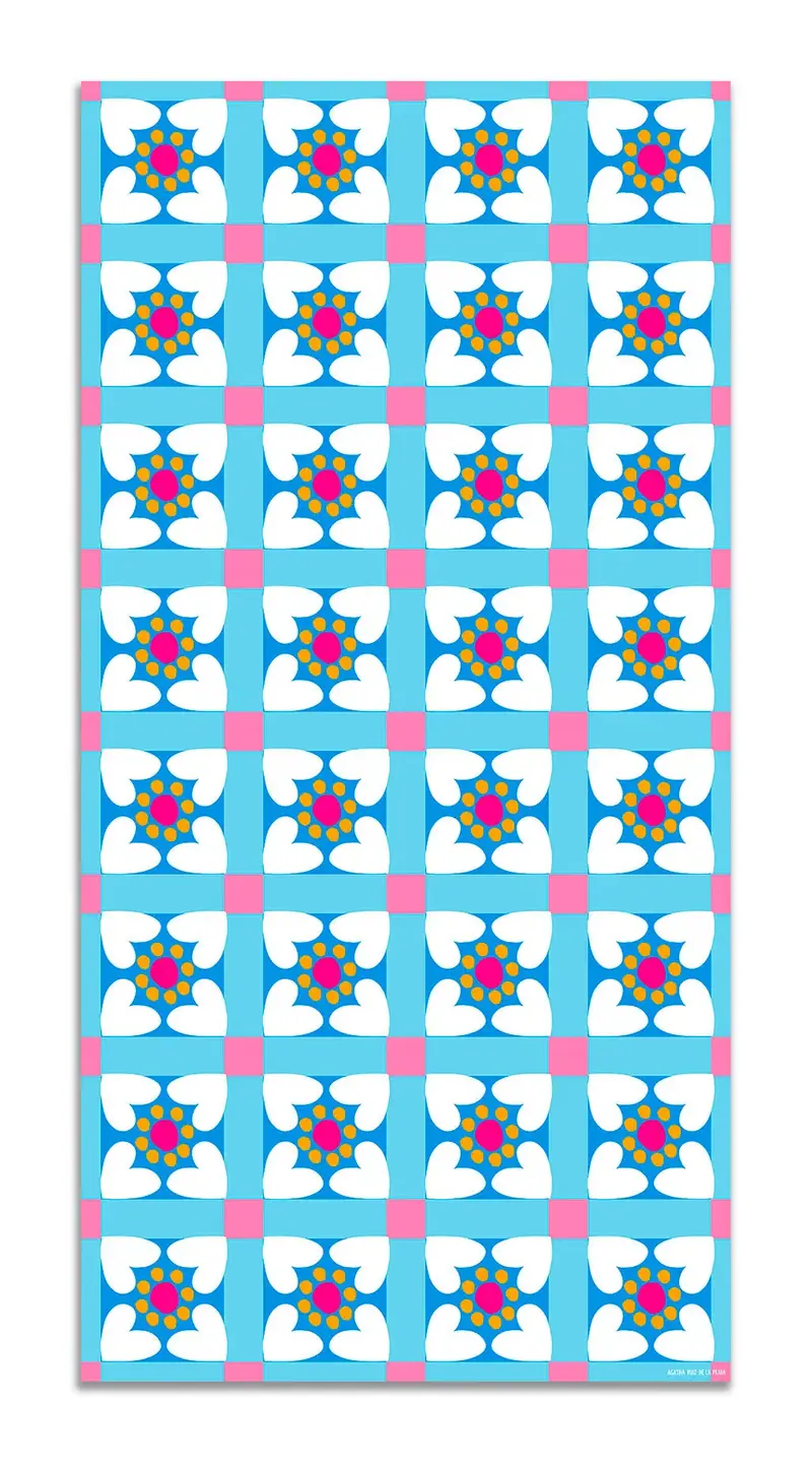 Alfombra Agatha Ruiz de la Prada Hidráulico Azul Baldosas Flores Bordes