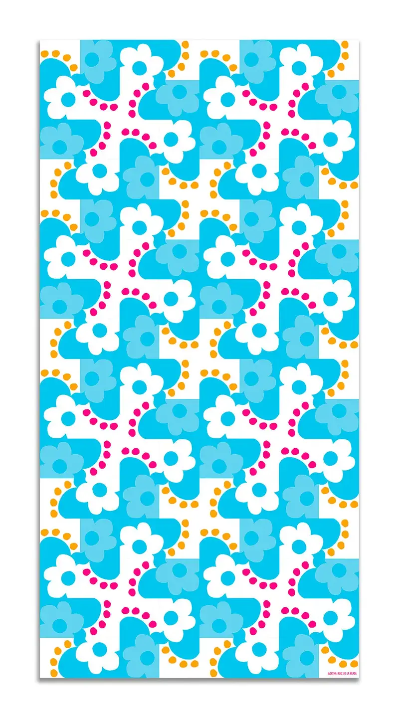 Alfombra Agatha Ruiz de la Prada Hidráulico Azul Flores Remolino