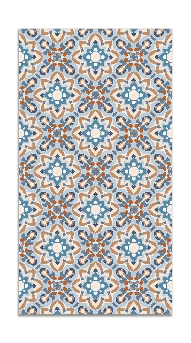 Alfombra Azulejo Oriental Floreada Azul