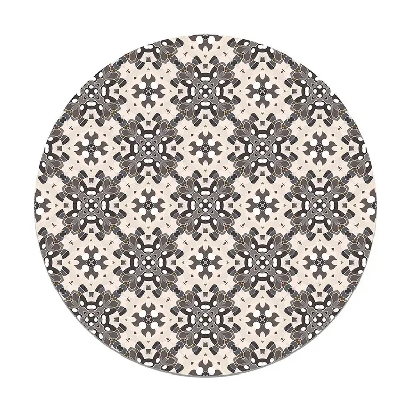 Alfombra Azulejo Oriental Gris Redonda