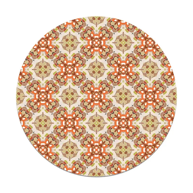 Alfombra Azulejo Oriental Naranja Redonda