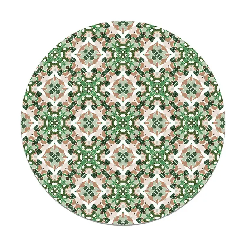 Alfombra Azulejo Oriental Verde Redonda