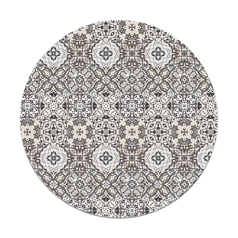 Alfombra Baldosa Hidráulico Oriental Gris Redonda