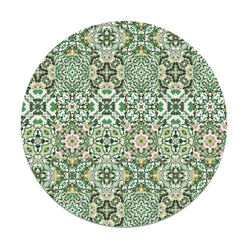 Alfombra Baldosa Hidráulico Oriental Verde Redonda