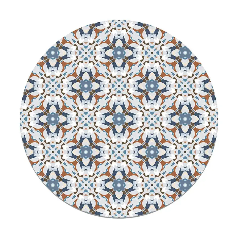 Alfombra Baldosa Modelo Oriental Azul Redonda