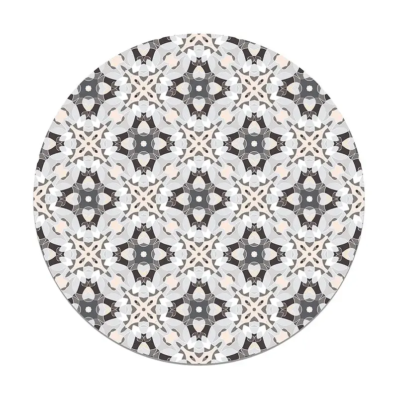 Alfombra Baldosa Modelo Oriental Gris Redonda