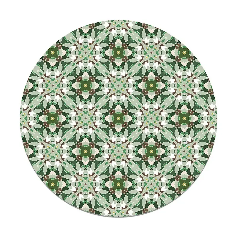 Alfombra Baldosa Modelo Oriental Verde Redonda