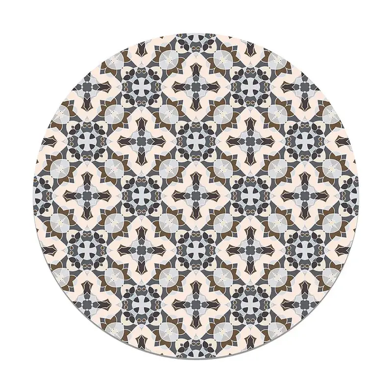 Alfombra Baldosín Estilo Oriental Gris Redonda