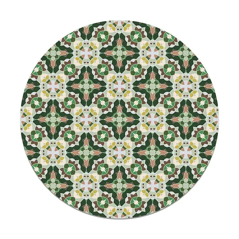Alfombra Baldosín Estilo Oriental Verde Redonda