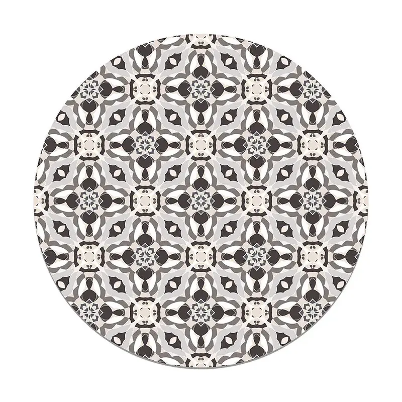 Alfombra Baldosín Oriental Caleidoscopio Gris Redonda