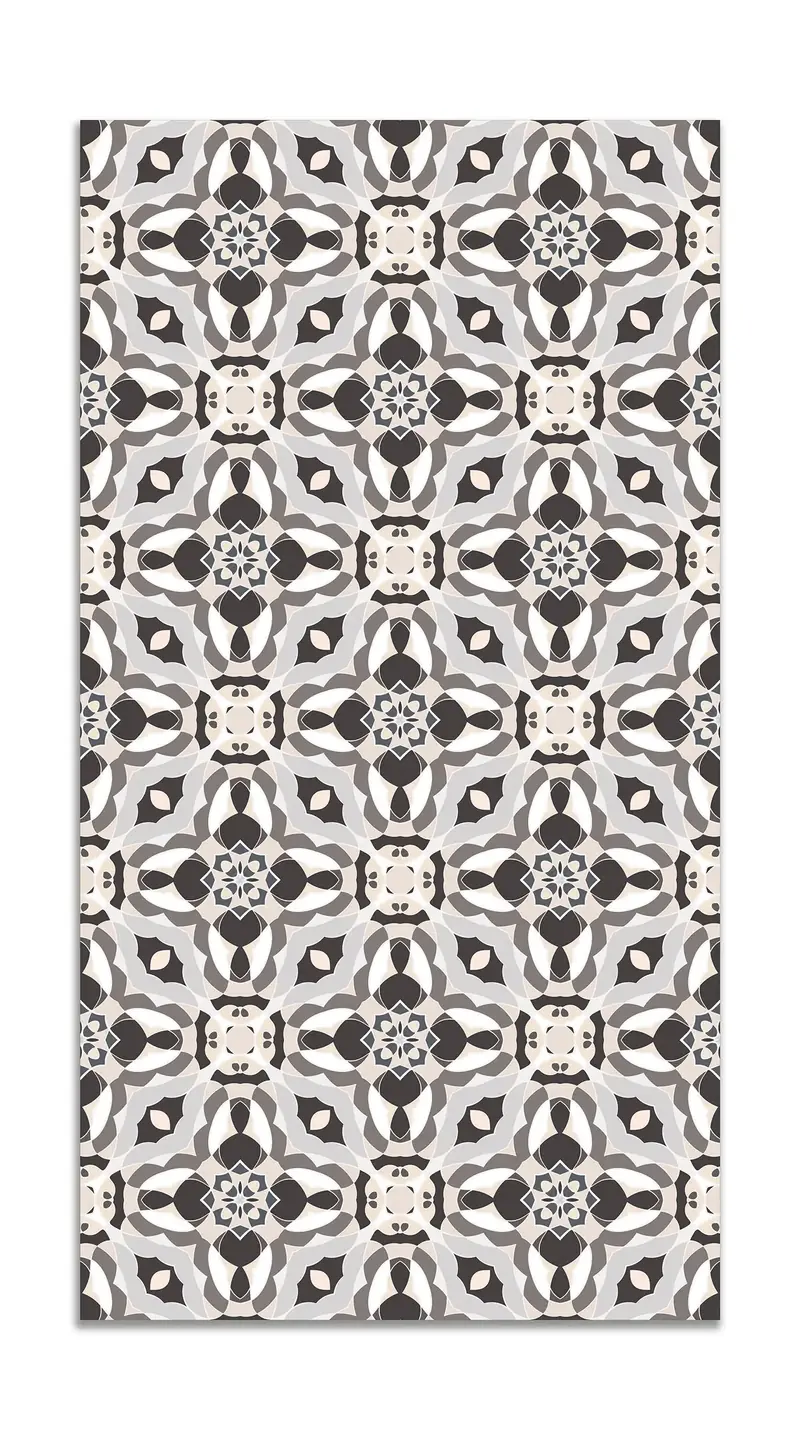 Alfombra Baldosín Oriental Caleidoscopio Gris