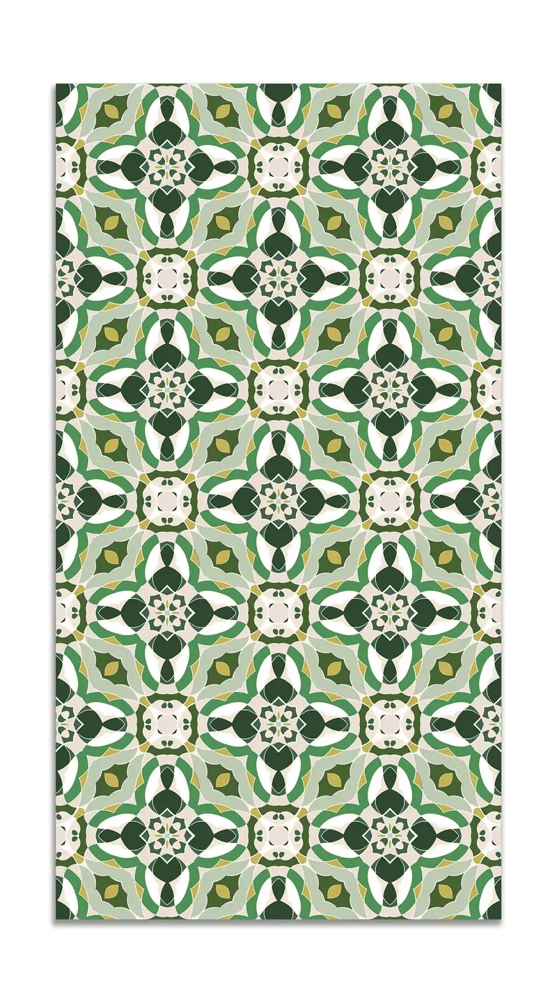 Alfombra Baldosín Oriental Caleidoscopio Verde