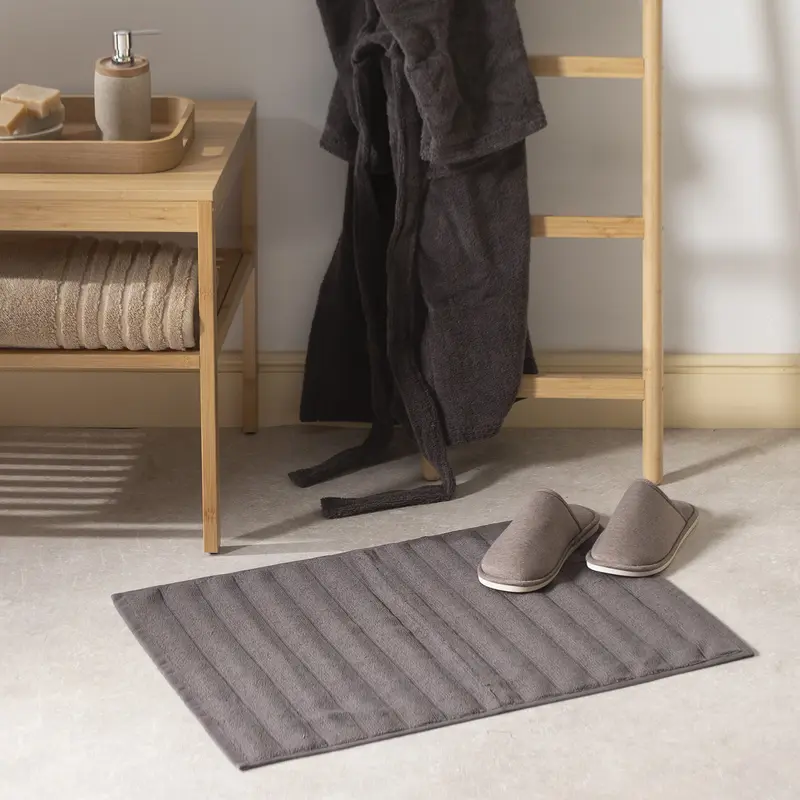 Alfombra Baño Don Algodon Ribs Gris