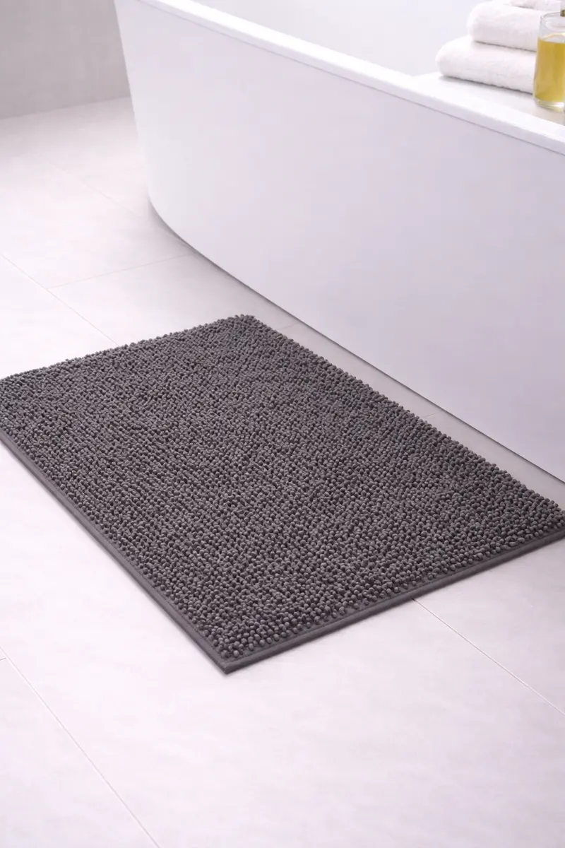 Alfombra Baño Shagy Lisa Acero