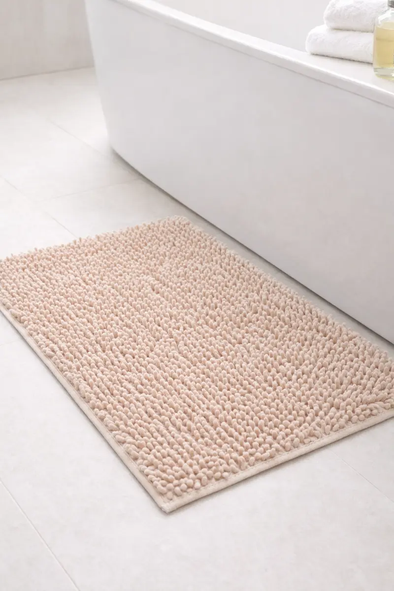 Alfombra Baño Shagy Lisa Beige