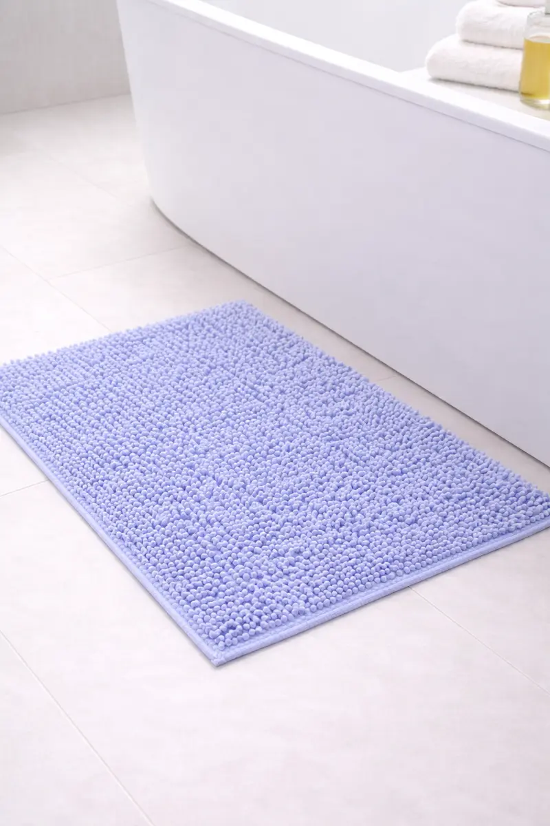 Alfombra Baño Shagy Lisa Celeste