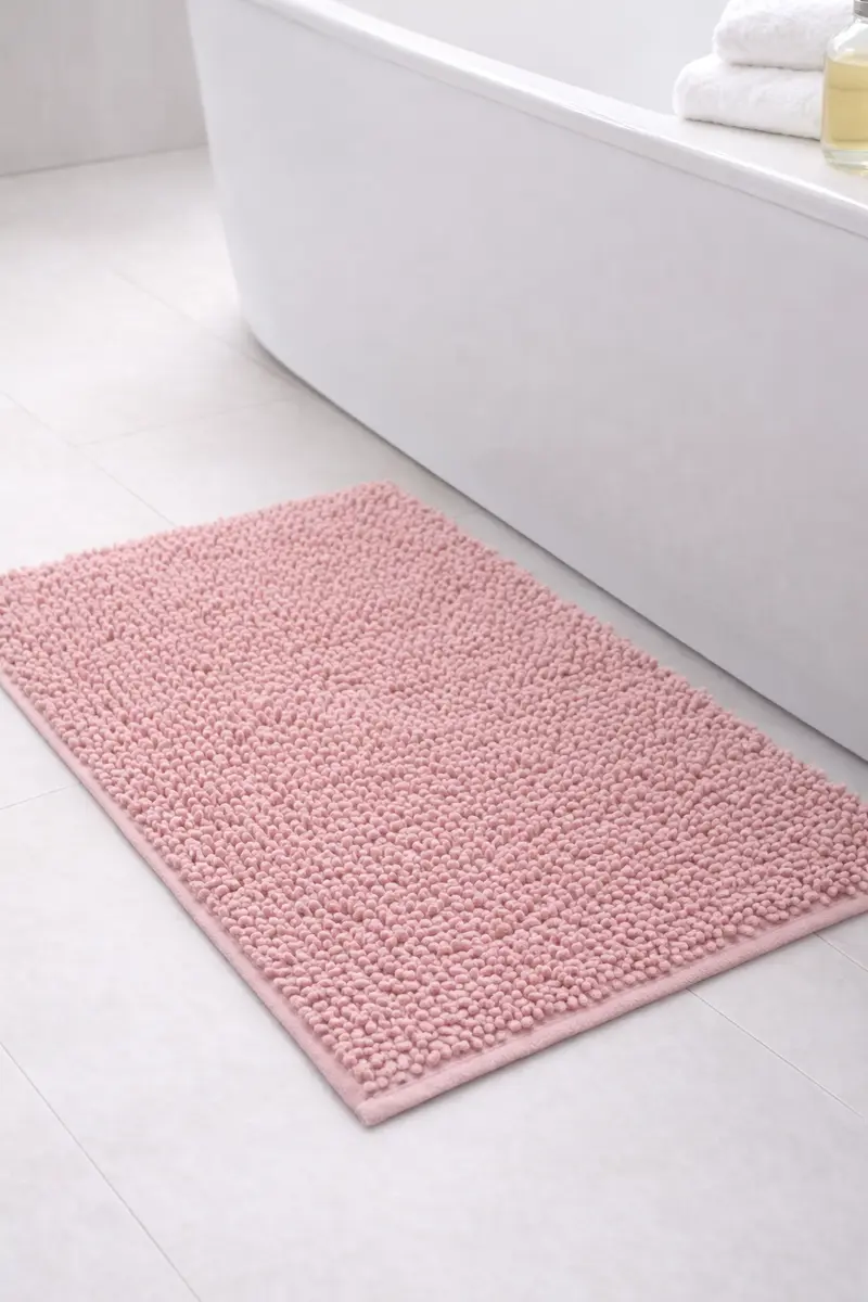 Alfombra Baño Shagy Rosa Palo
