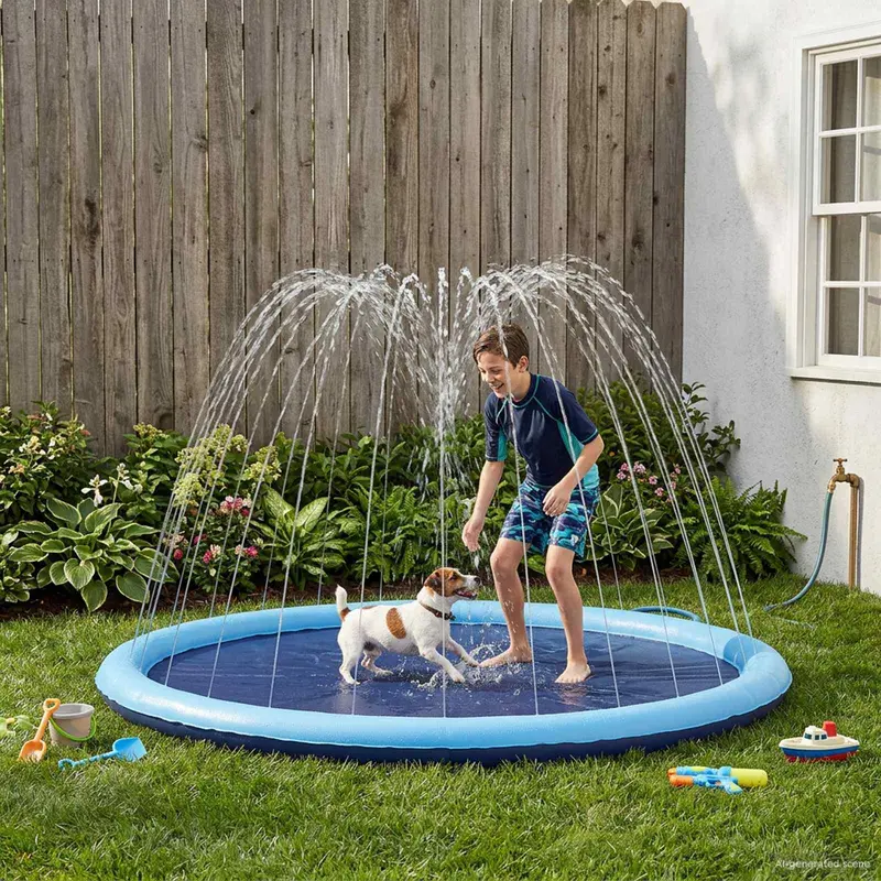 Alfombra de salpicaduras para niños y perros Azul Ø150 x 10 cm