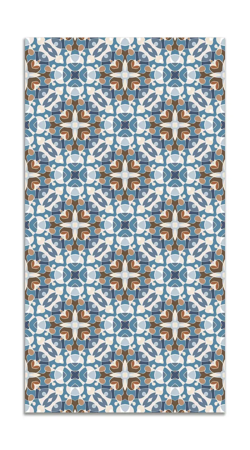 Alfombra Estilo Hidráulico Oriental Azul