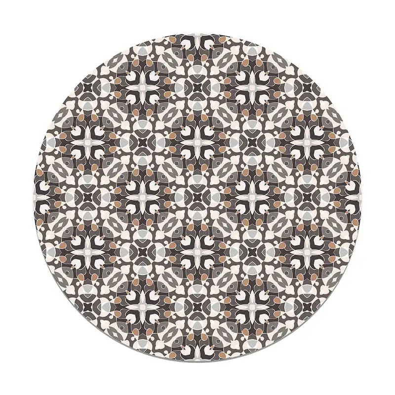 Alfombra Estilo Hidráulico Oriental Gris Redonda
