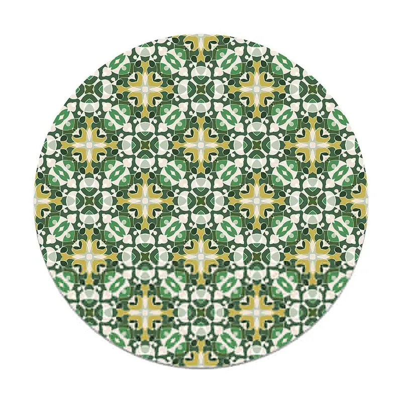 Alfombra Estilo Hidráulico Oriental Verde Redonda