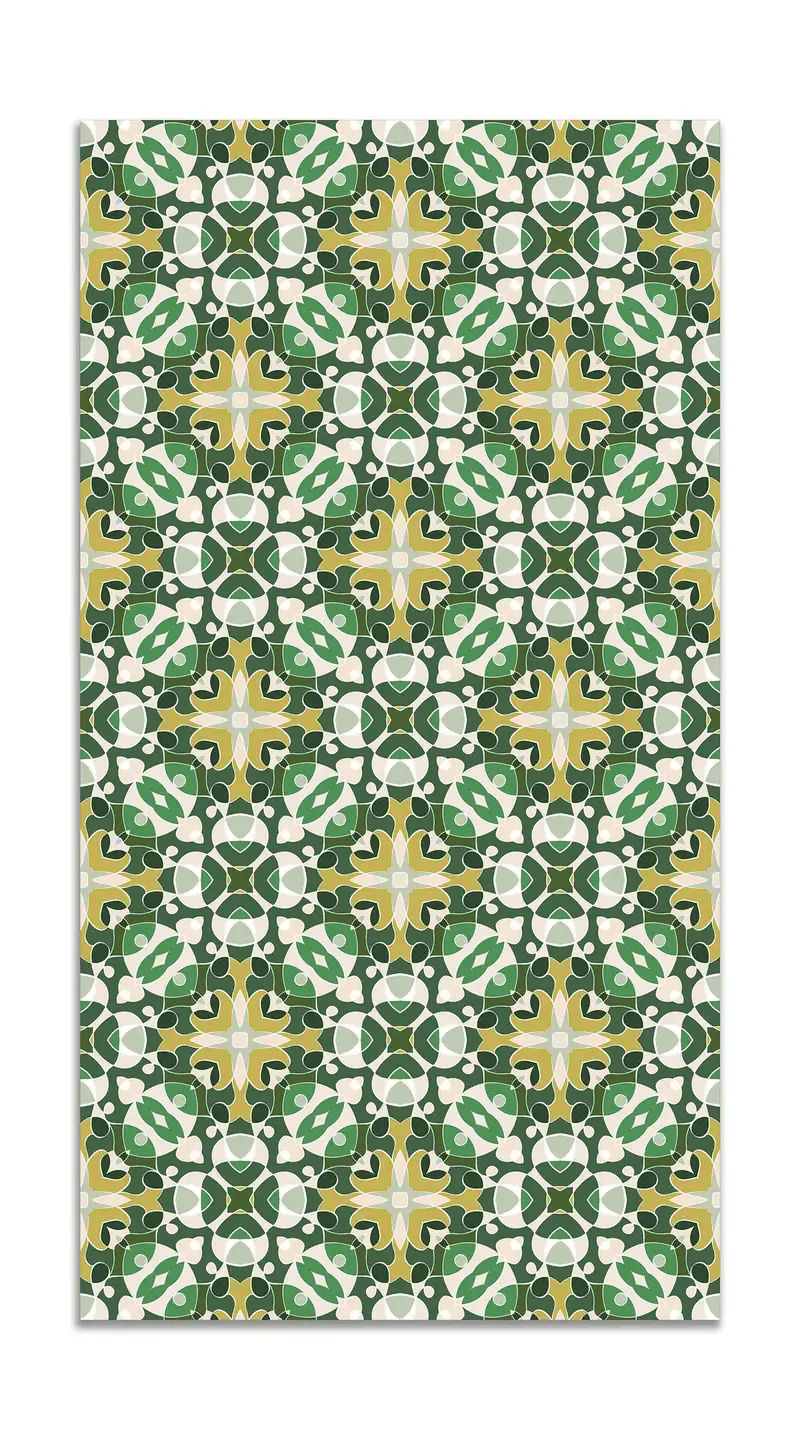 Alfombra Estilo Hidráulico Oriental Verde