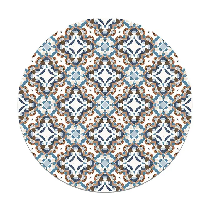 Alfombra Hidráulico Oriental Azul Redonda
