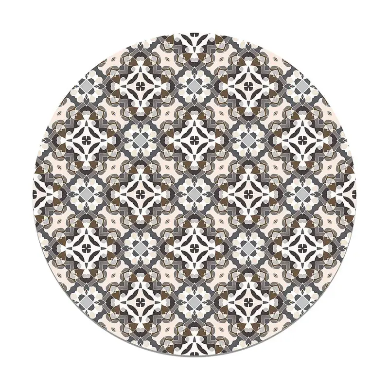 Alfombra Hidráulico Oriental Gris Redonda