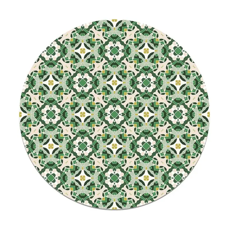 Alfombra Hidráulico Oriental Verde Redonda