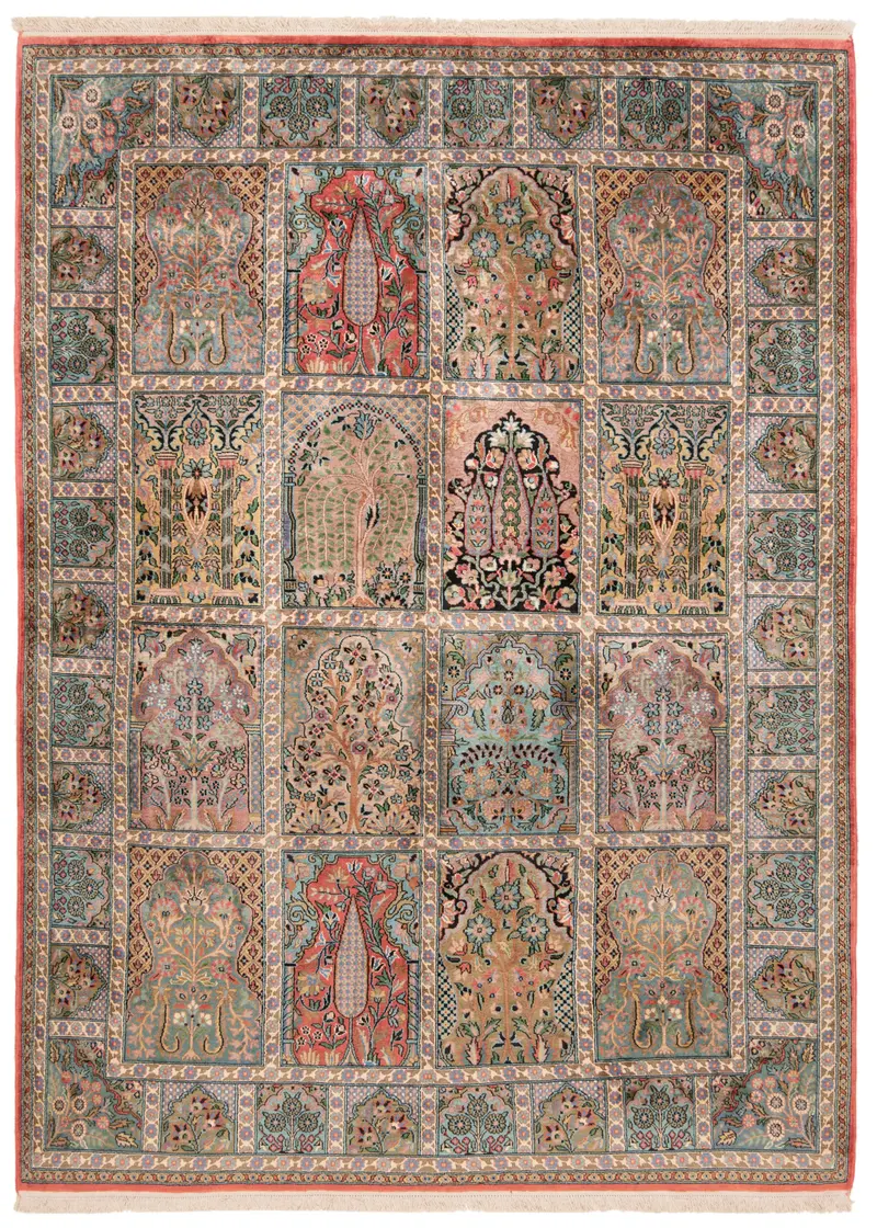 Alfombra india de seda pura de Cachemira | 215 x 157 cm