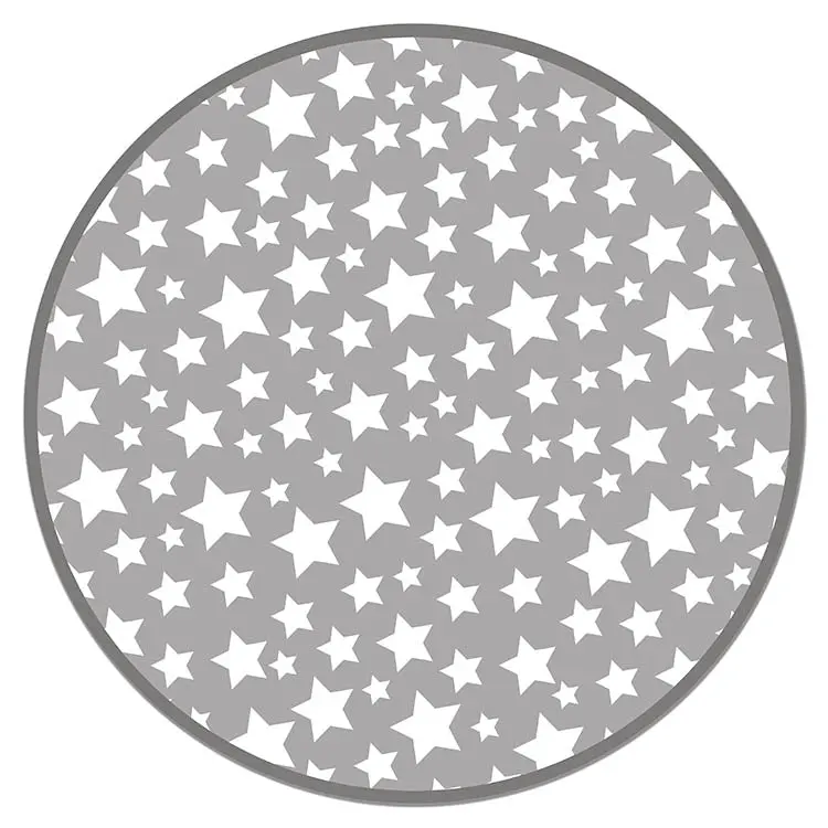 Alfombra Infantil Estrellas Gris Redonda