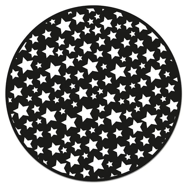 Alfombra Infantil Estrellas Negro Redonda