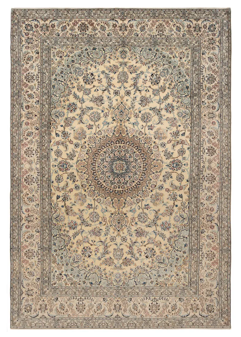 Alfombra persa de seda Nain 9la | 353 x 238 cm