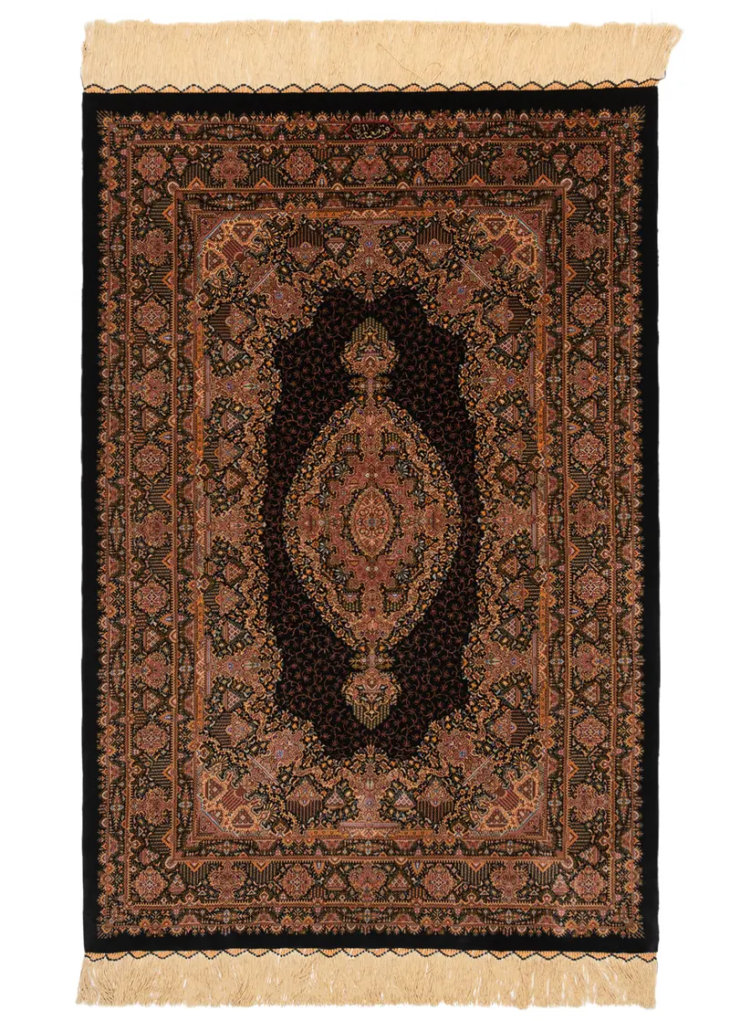 Alfombra persa de seda pura Qom | 120 x 80 cm