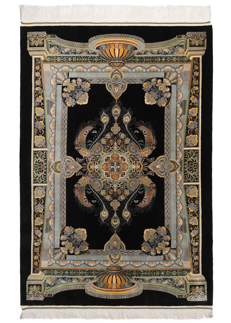 Alfombra persa de seda pura Qom | 147 x 100 cm