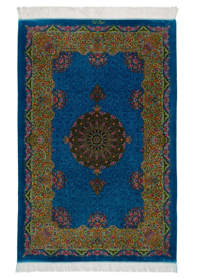 Alfombra persa de seda pura Qom | 190 x 127 cm